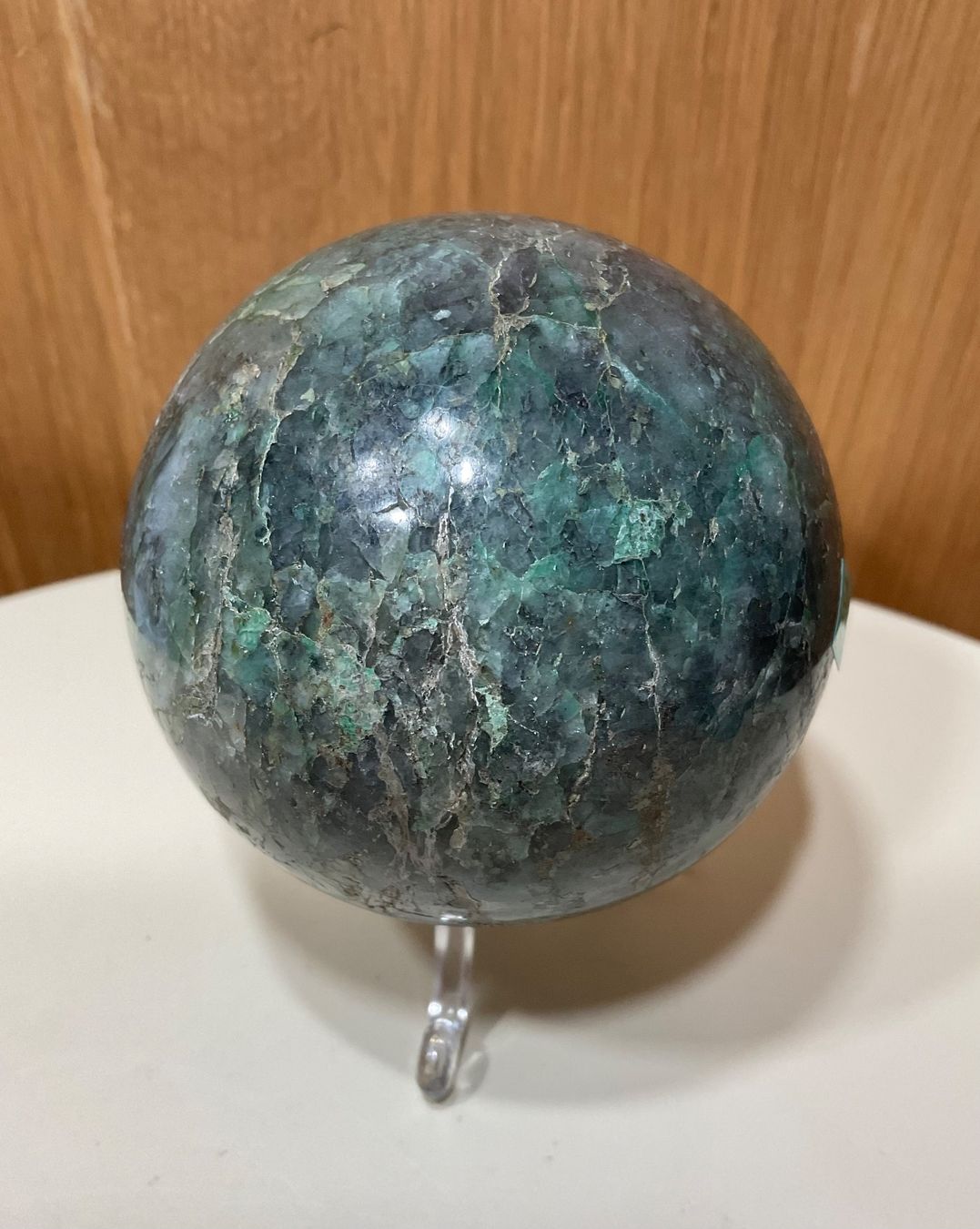Minerali & Pietre curative: Wunderschöner Chrysokolla Quarz Kugel mit Ständer aus Peru – Nuovo (secondo la descrizione) da Gibswil venduto da BestePreis 3