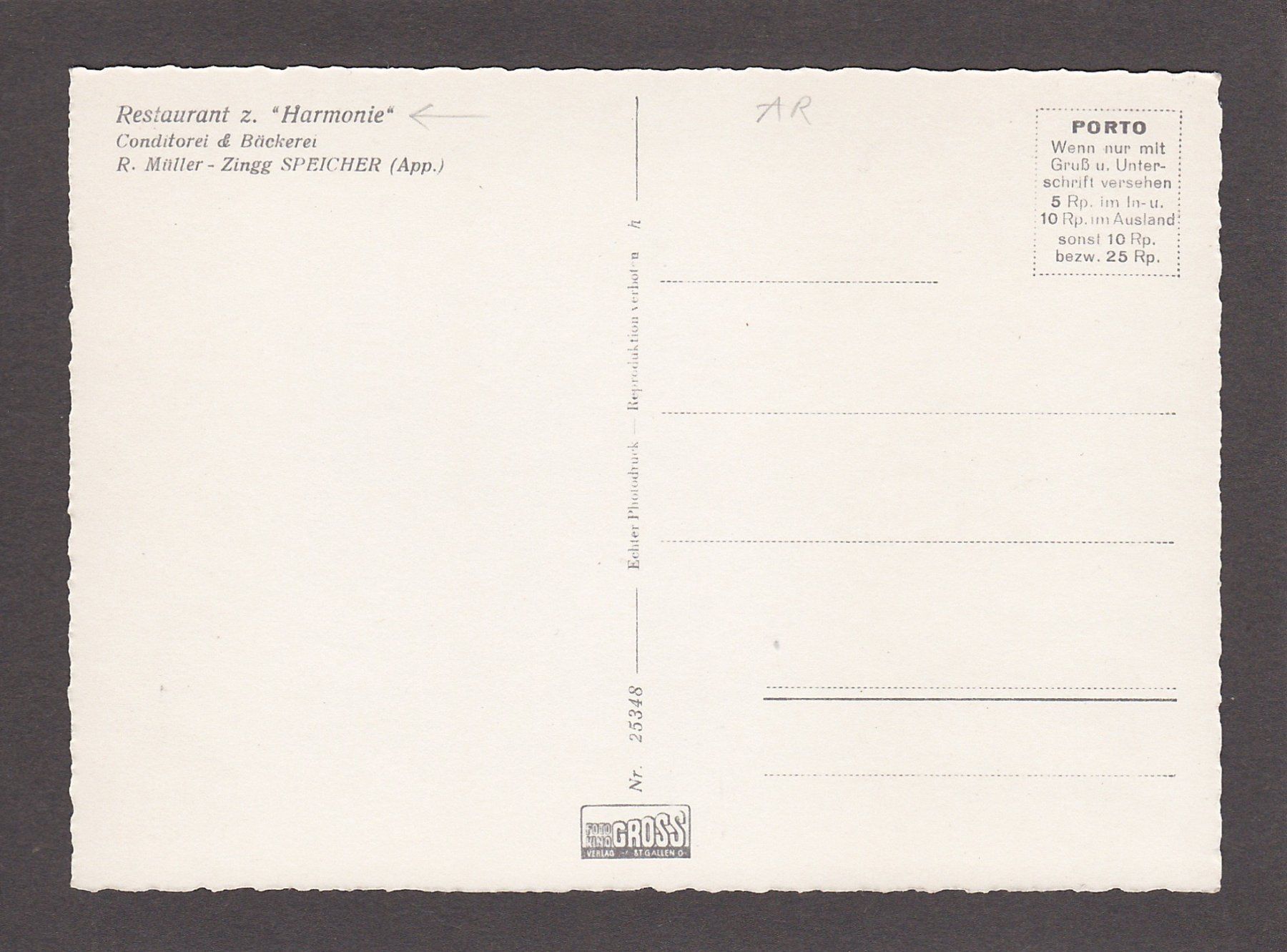 Cartoline postali: SPEICHER - Restaurant zur Harmonie – Usato da Reiden venduto da cinfis 1