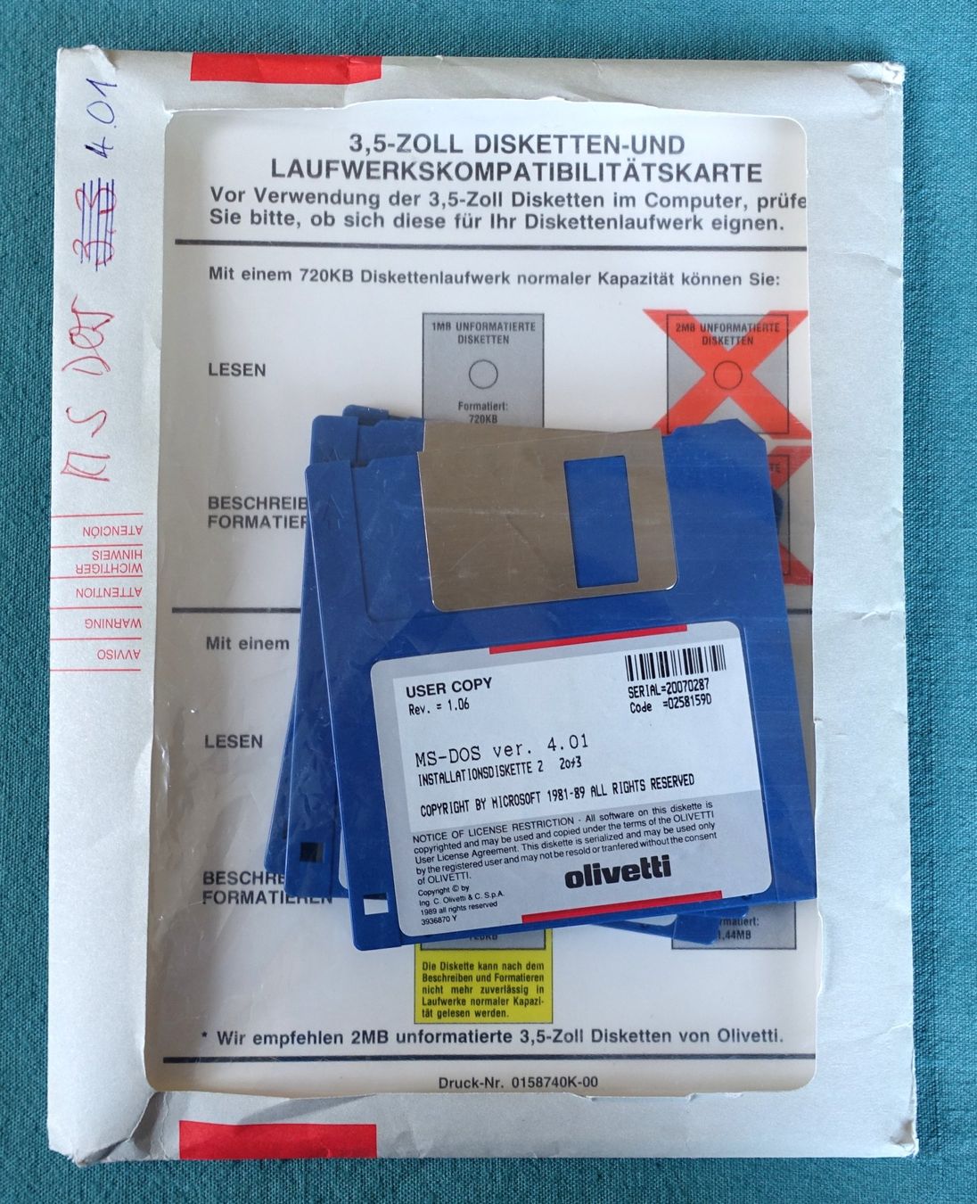 Software: MS DOS 4.01, gehörte zu Olivetti Computer – Usato da Lohn-Ammannsegg venduto da Vizechef 1