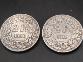 1906 / 1910 - 2 Franken - Silber - 2x rar