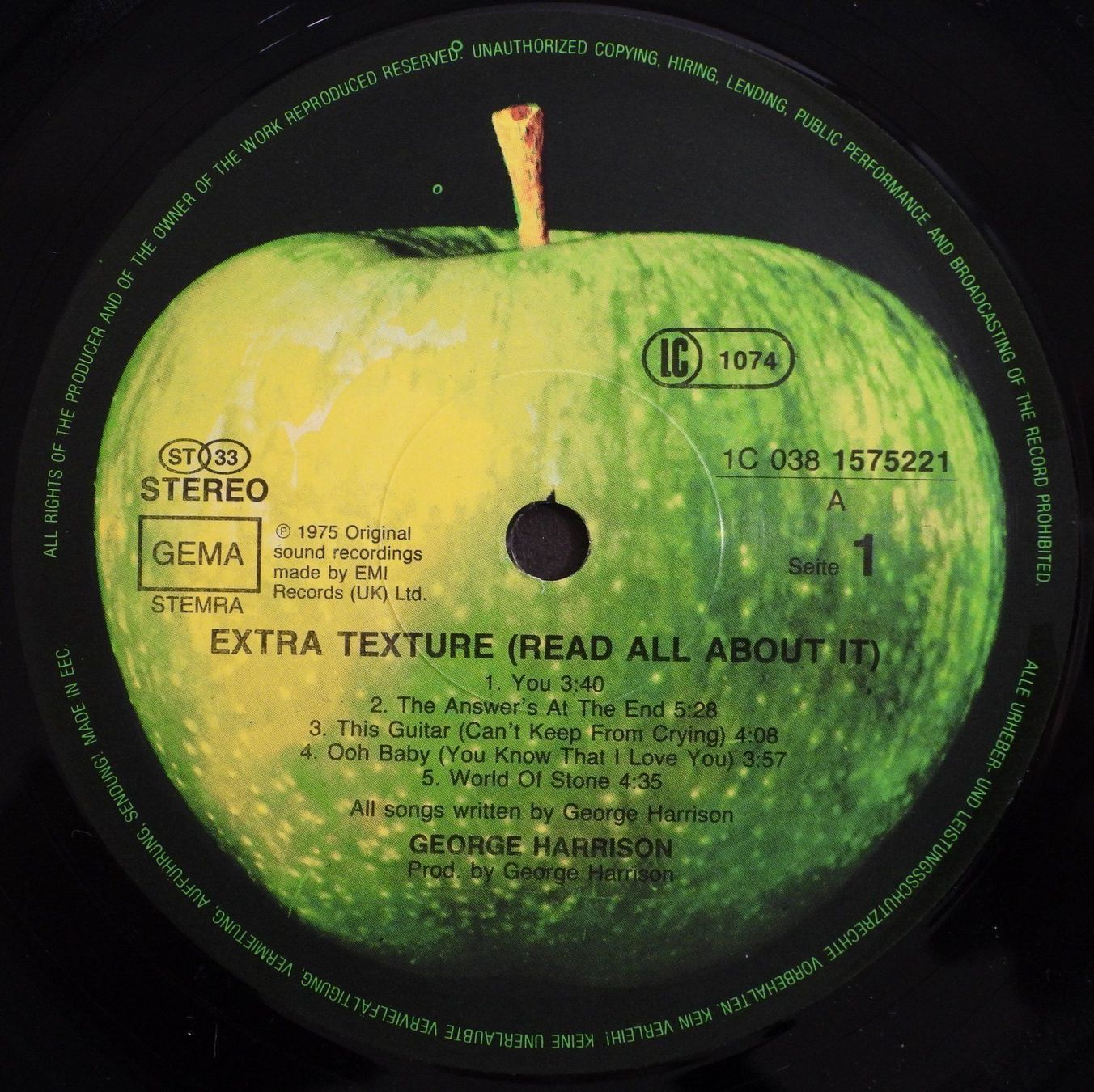 Vinyles: GEORGE HARRISON EXTRA TEXTURE ( ex Beatles ) – D'occasion à Dübendorf par mar_85sd 5