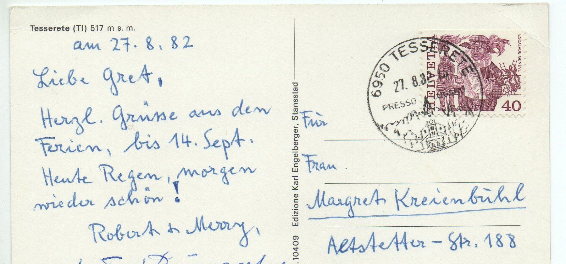 Ansichtskarten: TESSERETE – Gebraucht aus Jona von philajona 1