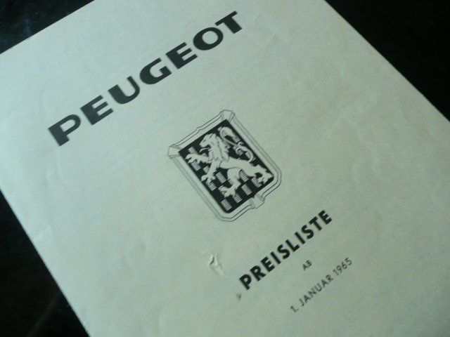 Peugeot Documenti: Peugeot Preisliste 1.1.1965 – Usato da Zofingen venduto da sosalinos01