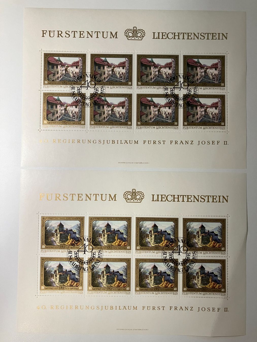 Tutti i francobolli: Liechtenstein, Kat. 644-47 Kleinbogen, Schloss, gestempelt – Usato da Würenlos venduto da Eulenpostuhu 1