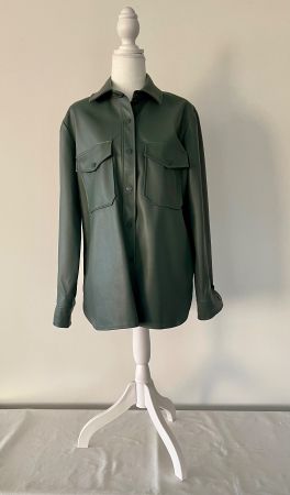 Schick Kunstleder Bluse Jacke Trendfarbe Petrol Gr. M
