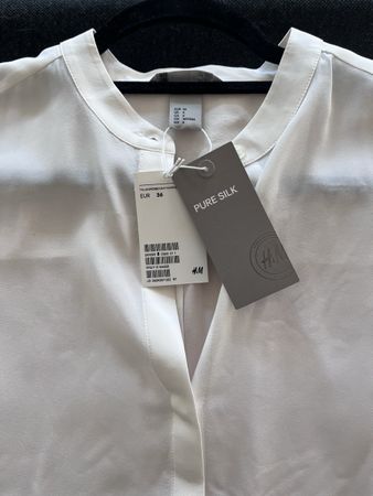 H&M Seidenbluse weiss Grösse 36 neu mit Etikett