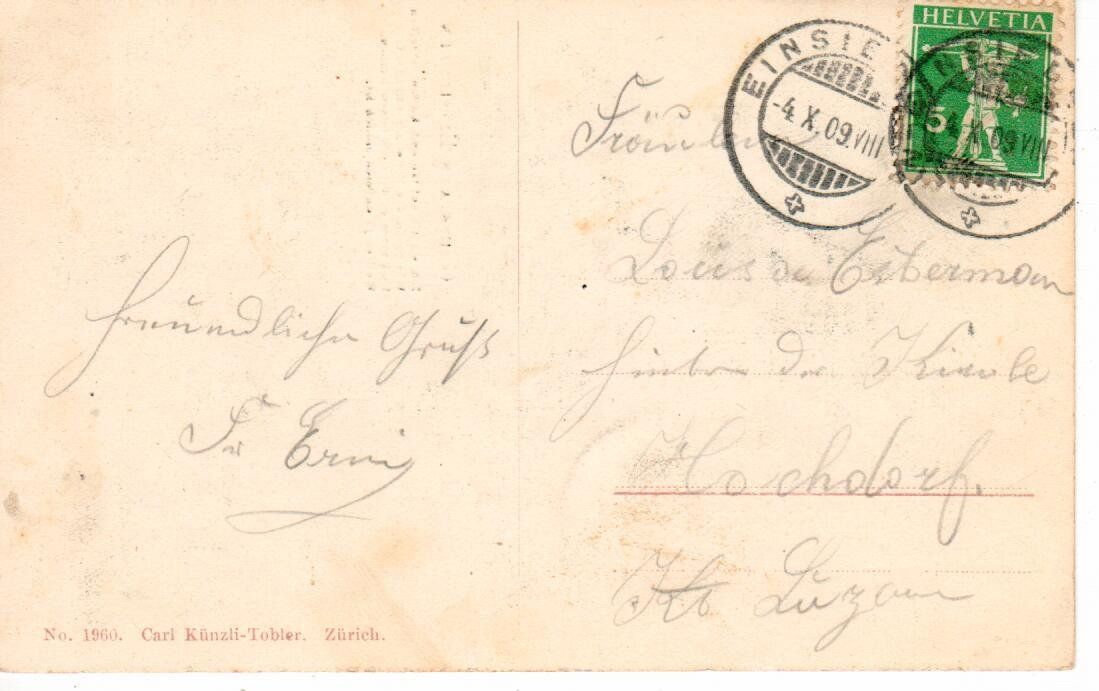 Ansichtskarten: Gruss aus Einsiedeln  1909 – Gebraucht aus Wolhusen von Curver9 1