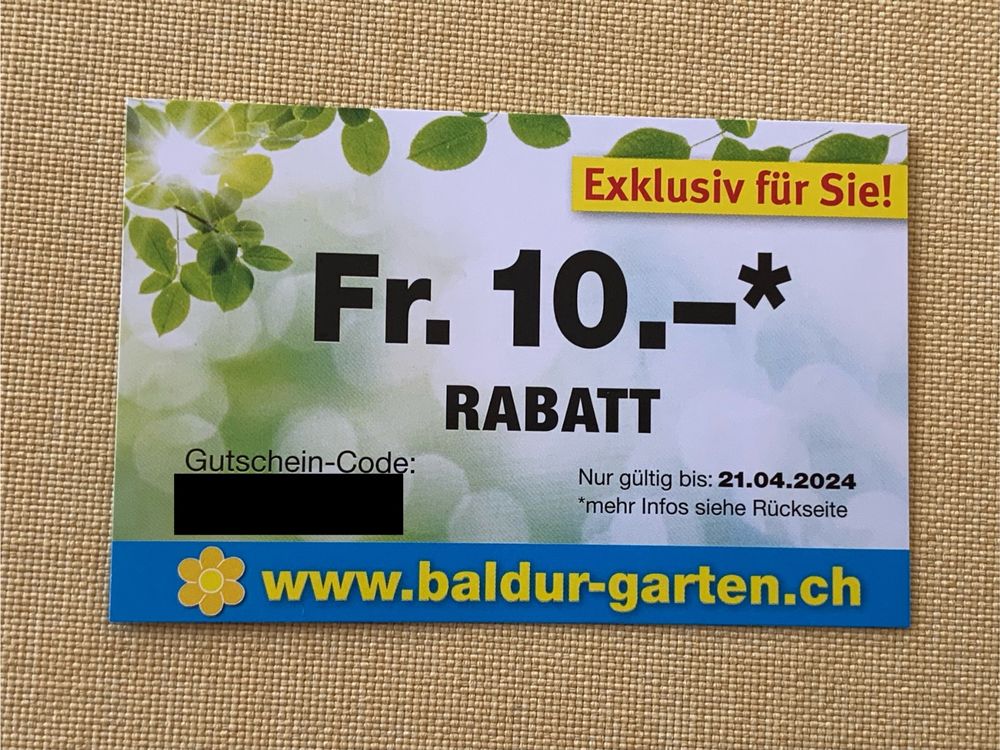 Baldur Garten CHF 10. Rabatt Kaufen auf Ricardo