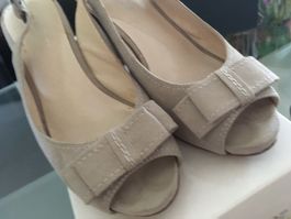 Chaussures Escarpins sandales ouvertes noeud talons beige 36