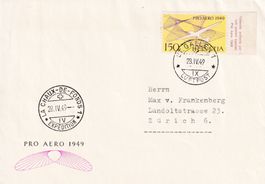 1949: Pro Aero Nr. F45, Flug La Chaux-de-Fonds - St. Gallen.