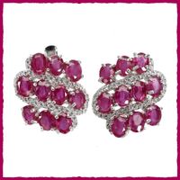 ♛ Rubin 925 Silberohrringe
