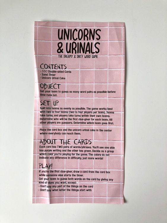 Unicorns & Urinals The Dreamy & Dirty Word Game Kaufen auf Ricardo
