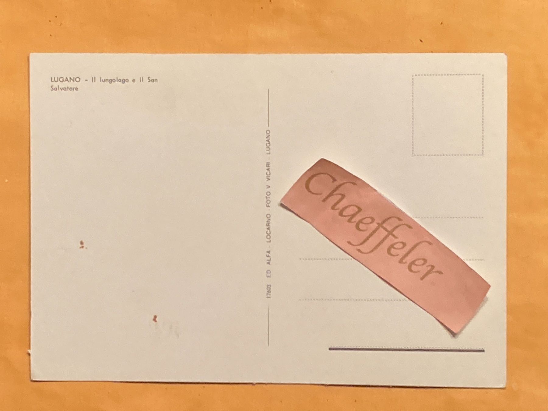 Cartoline postali: Lugano Il lungolago e il San Salvatore – Usato da Zürich venduto da Chaeffeler 1