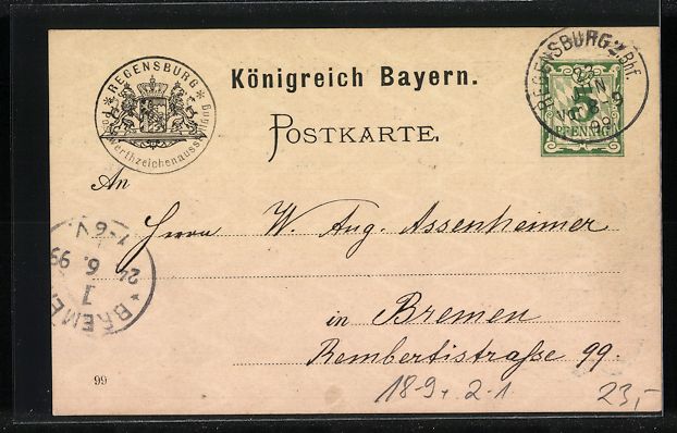 Cancelleria postale: Regensburg, 1. Int. Postwertzeichen-Auss – Usato da Berlin venduto da bartko-reher 1