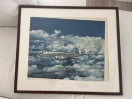 Ancienne affiche publicitaire TWA Constellation in Flight