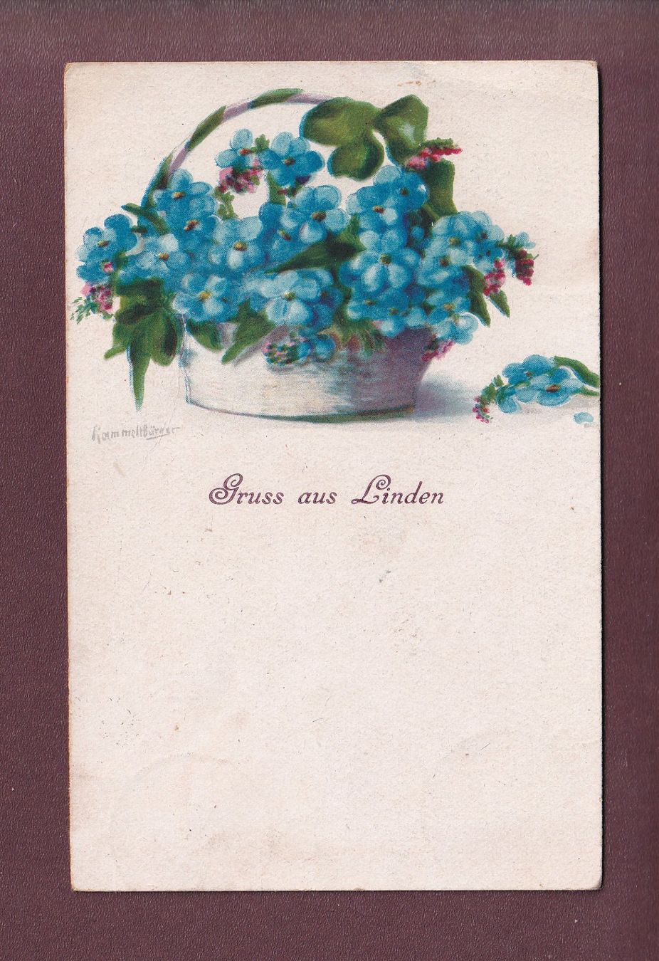 Cartoline postali: Gruss aus LINDEN - Blumen - 1920 – Usato da Pully venduto da nicecards