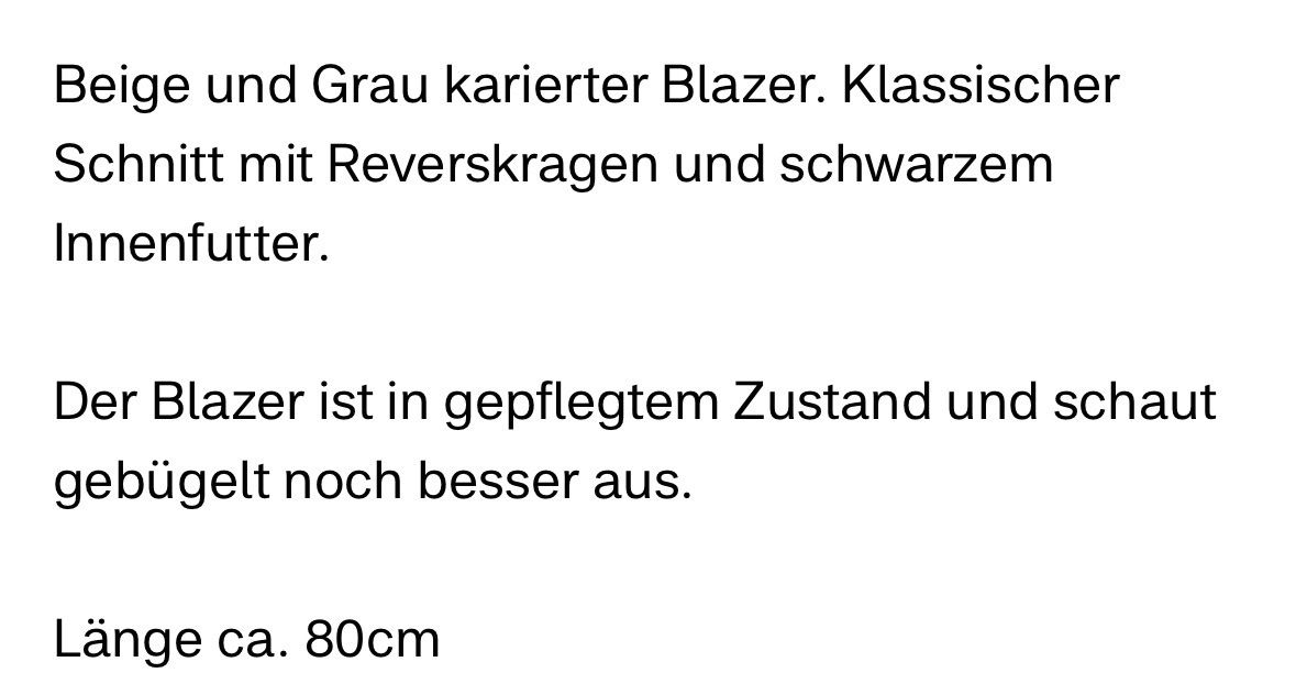 Giacche: Blazer kariert grau beige Grösse L – Usato da Turgi venduto da MsMinouche 6