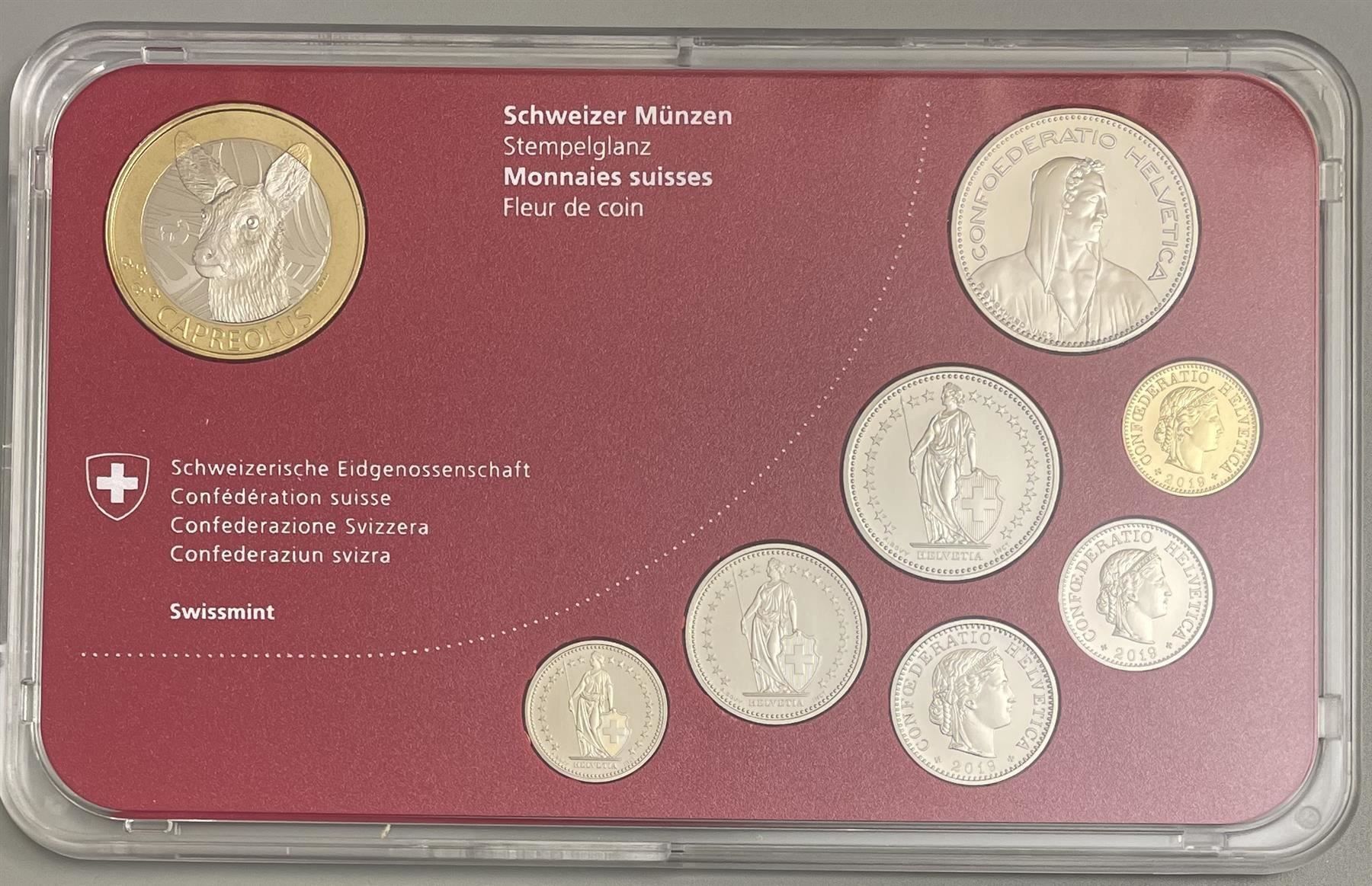 Tutti le monete: Schweizer Münzsatz 2019 stgl         NEU – Nuovo (secondo la descrizione) da Eggersriet venduto da stamp303 1