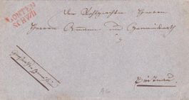 um 1830, "Gonten-schwil",roter Zweizeiler auf Faltbriefhülle