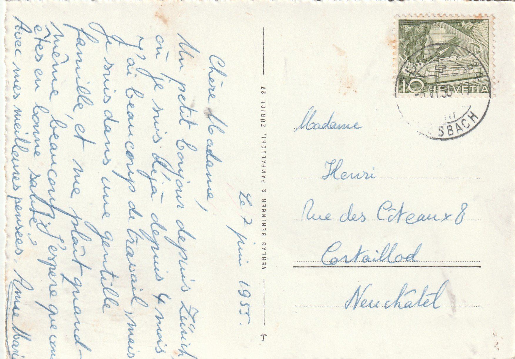 Cartoline postali: Zürich um 1950 – Usato da Lumbrein venduto da made02 1