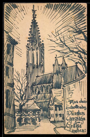 Cartes postales: Handgemalt: Freiburg /Breisgau, Blick zu – D'occasion à Berlin par bartko-reher