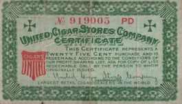 25 C. United Cigar Stores Company Certificate