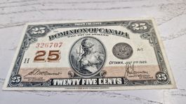 Kanadische Banknote 25 Cents 1923 guter Zustand