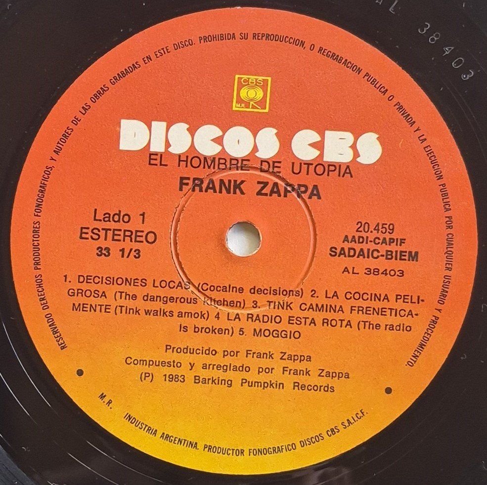 Dischi in vinile: Frank Zappa - The man from Utopia (Argentinian release) – Usato da Onex venduto da X-Ray69 4