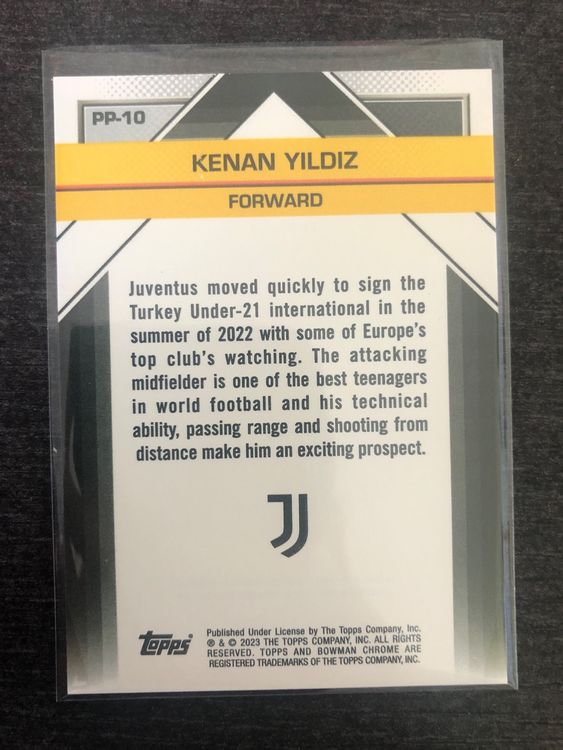 Topps Chrome Juventus Turin Kenan Yildiz 1st Bowman Insert 