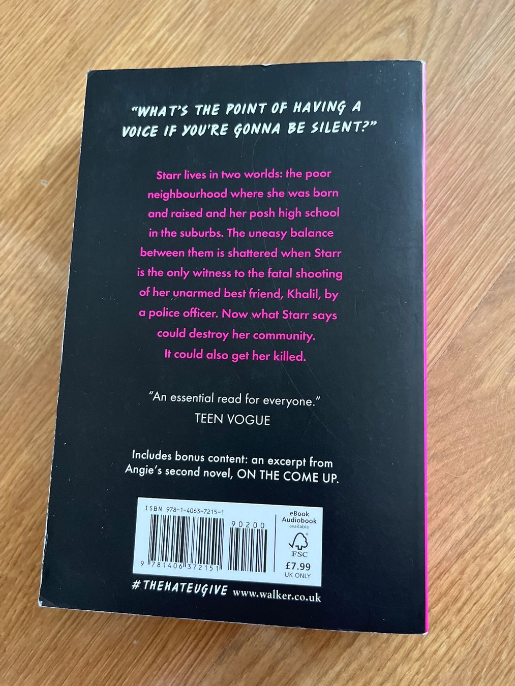 Livres: Buch "The Hate U Give" von Angie Thomas gebraucht – D'occasion à Küsnacht ZH par asc_8wmm 1
