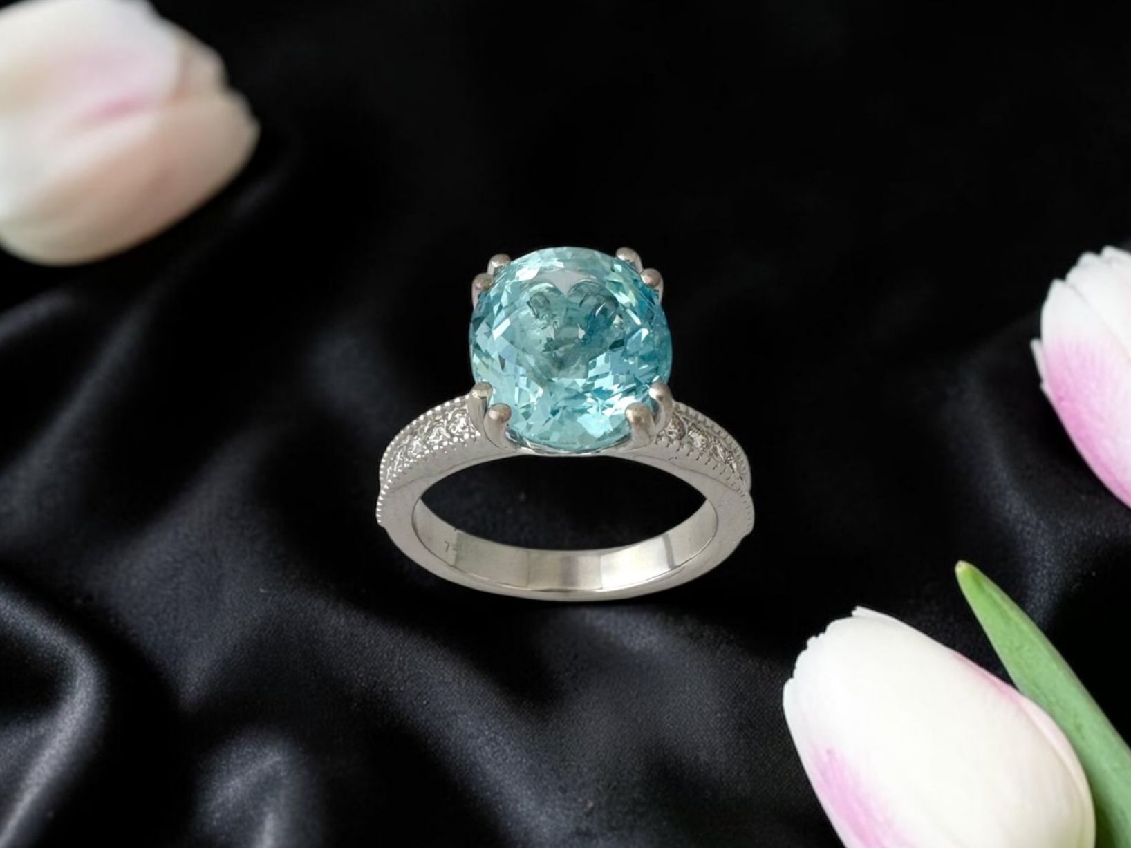 Anelli: Vintage Aquamarin - Diamant - Ring, ca 5.0 ct – Usato da Zuzwil SG venduto da artimmo