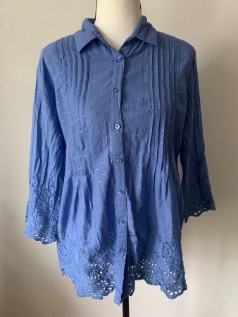 Camomille Boho Bluse/Tunika aus Baumwolle Gr. 38, blau