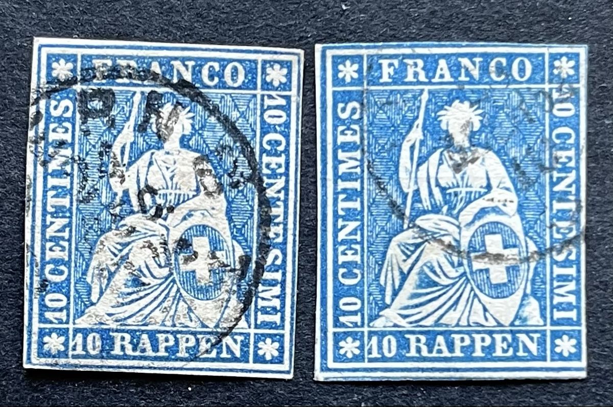 Alle Briefmarken: 2x Strubel 23G Oblitérés Cat. 60.-  – Gebraucht aus Sottens von thigroux