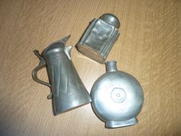 Zinnkrug Bouteille Tabatiere Zinn alt Konvolut