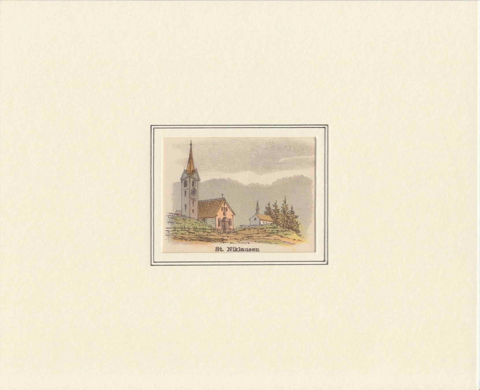 Grafiken & Lithographien: ST. NIKLAUSEN LITHOGRAPHIE 1894 OBWALDEN – Antik aus Grüningen von Kartensammler 1