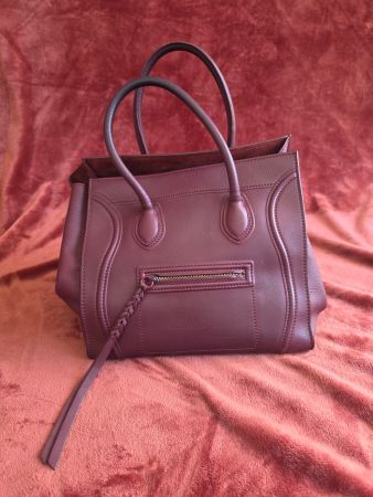 Sac Céline Luggage Phantom Medium en cuir bordeaux