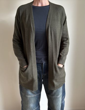 Damen Strickjacke Cardigan Olivgrün Grösse XL