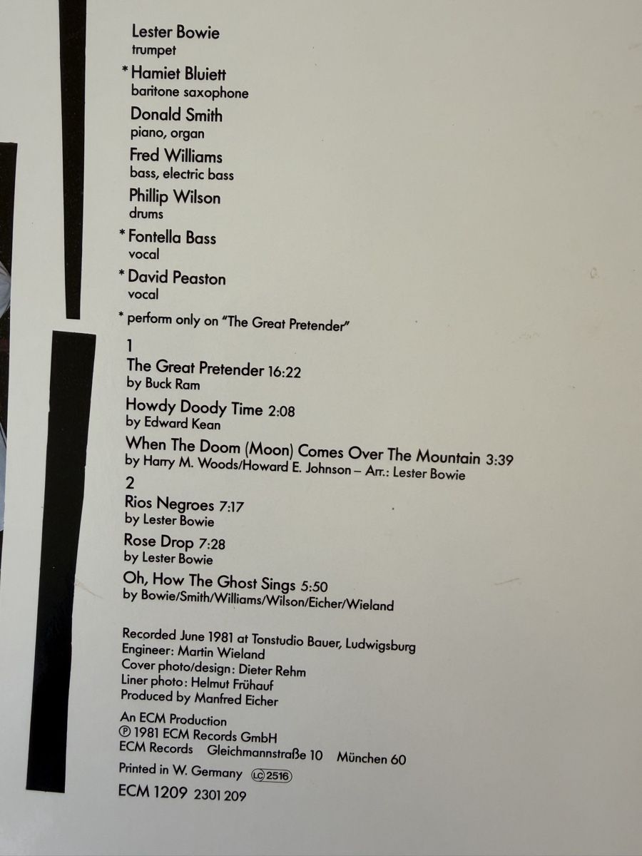 Dischi in vinile: Lester Bowie: The Great Pretender – Usato da Winterthur venduto da romaroma 2