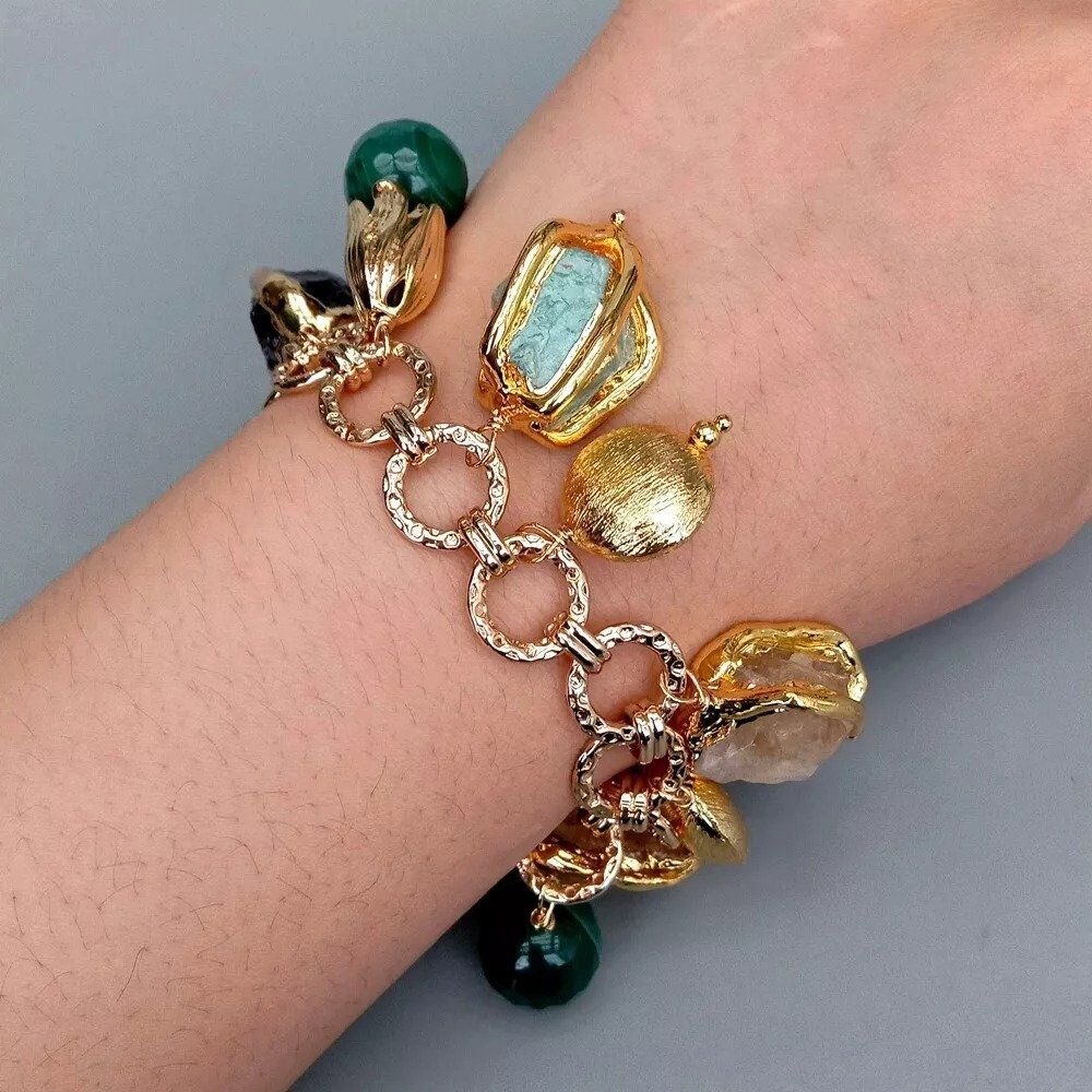 Bracciali & Braccialetti: Wunderbar Amethyst Citrin Amazonit Armband 20cm Bracelet – Nuovo (secondo la descrizione) da Prilly venduto da ilyria73 2