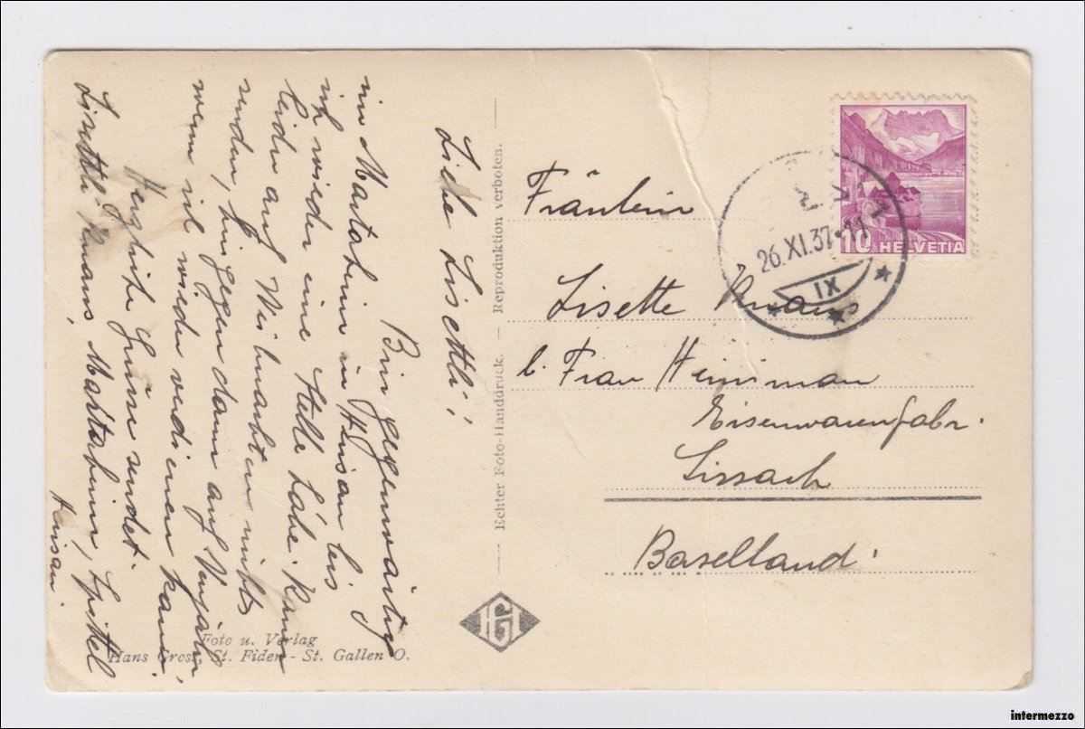 Cartoline postali: Herisau AR // Häuser 1937 – Usato da Basel venduto da intermezzo12 1