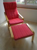 IKEA Poäng Relaxsessel mit Fusshocker inkl. Polster rot
