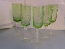 5 Vintage Gläser Tupfen,  geschliffen,  mid century