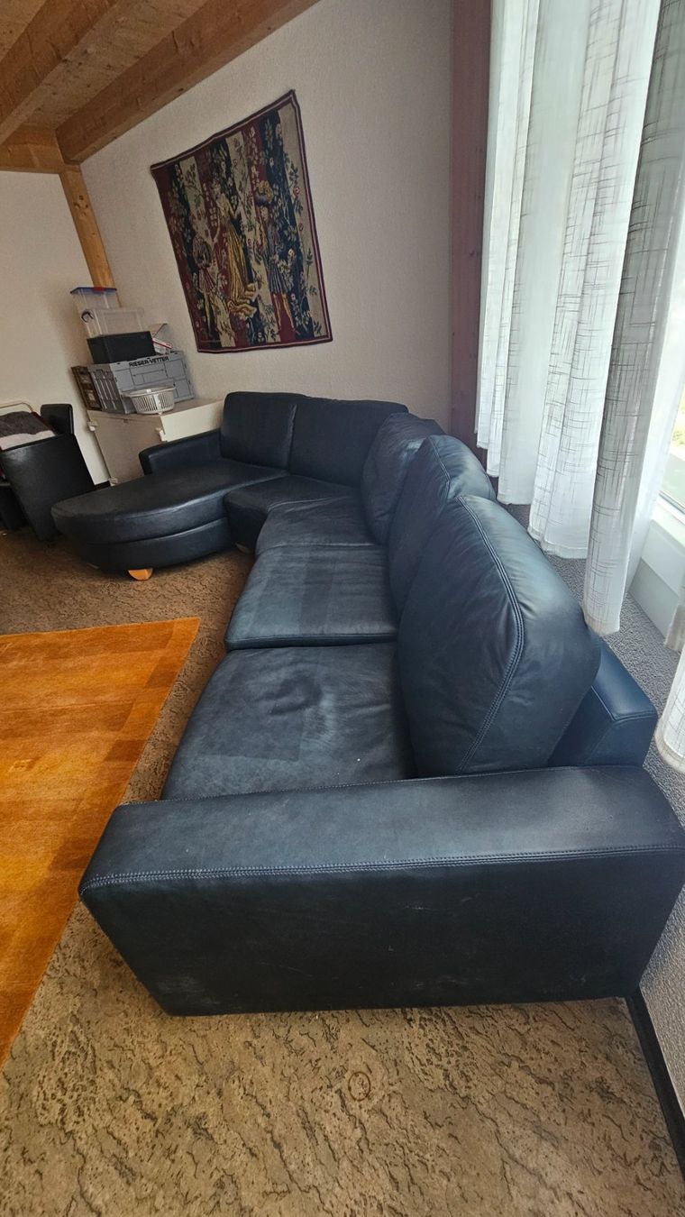 Sofas: Lederecksofa Dunkelblau – Gebraucht aus Diessenhofen von Osio 1