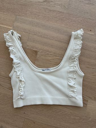 Top mit Rüschchen, Creme/Weiss Gr. S