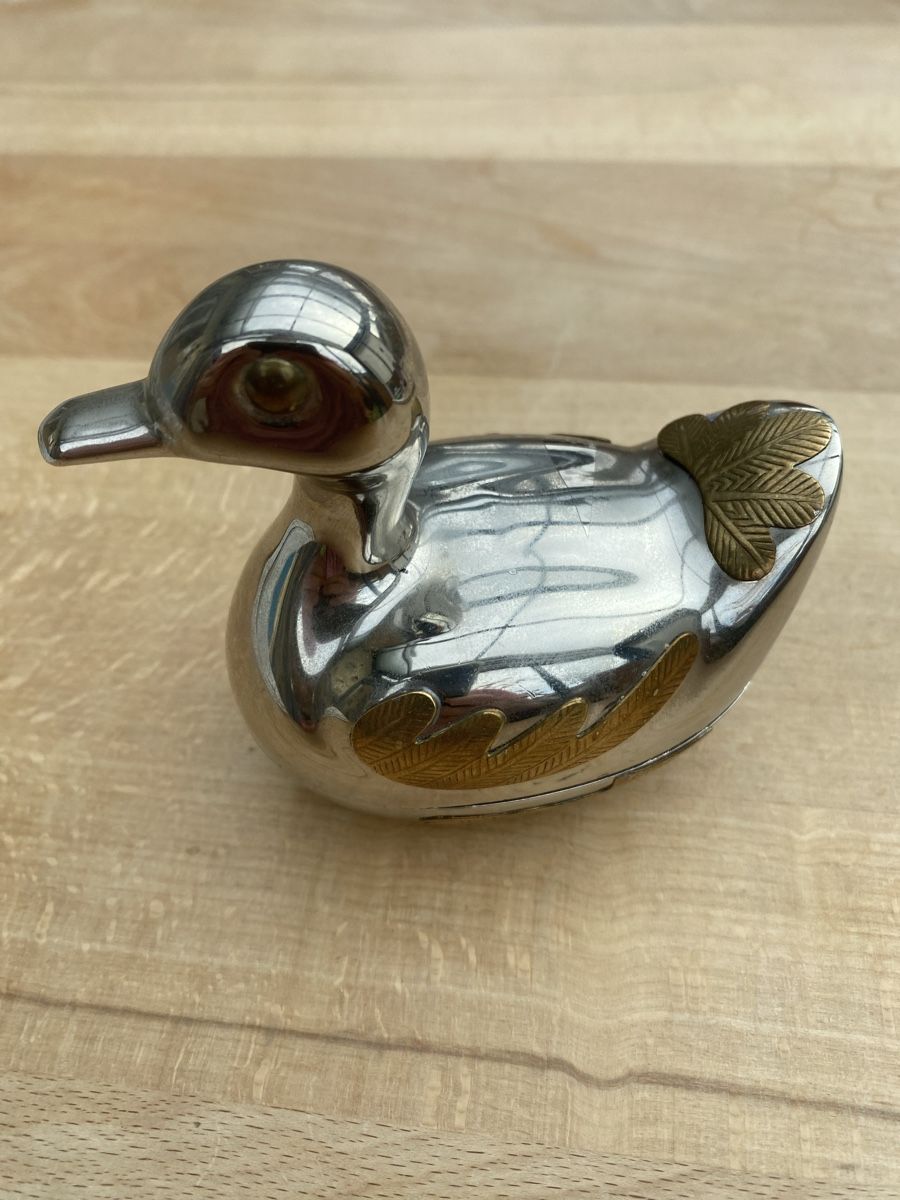 Tutte le decorazioni: Metall-Ente, versilbert mit Messingflügel, Deko Figur – Usato da Wiesendangen venduto da argon03 1
