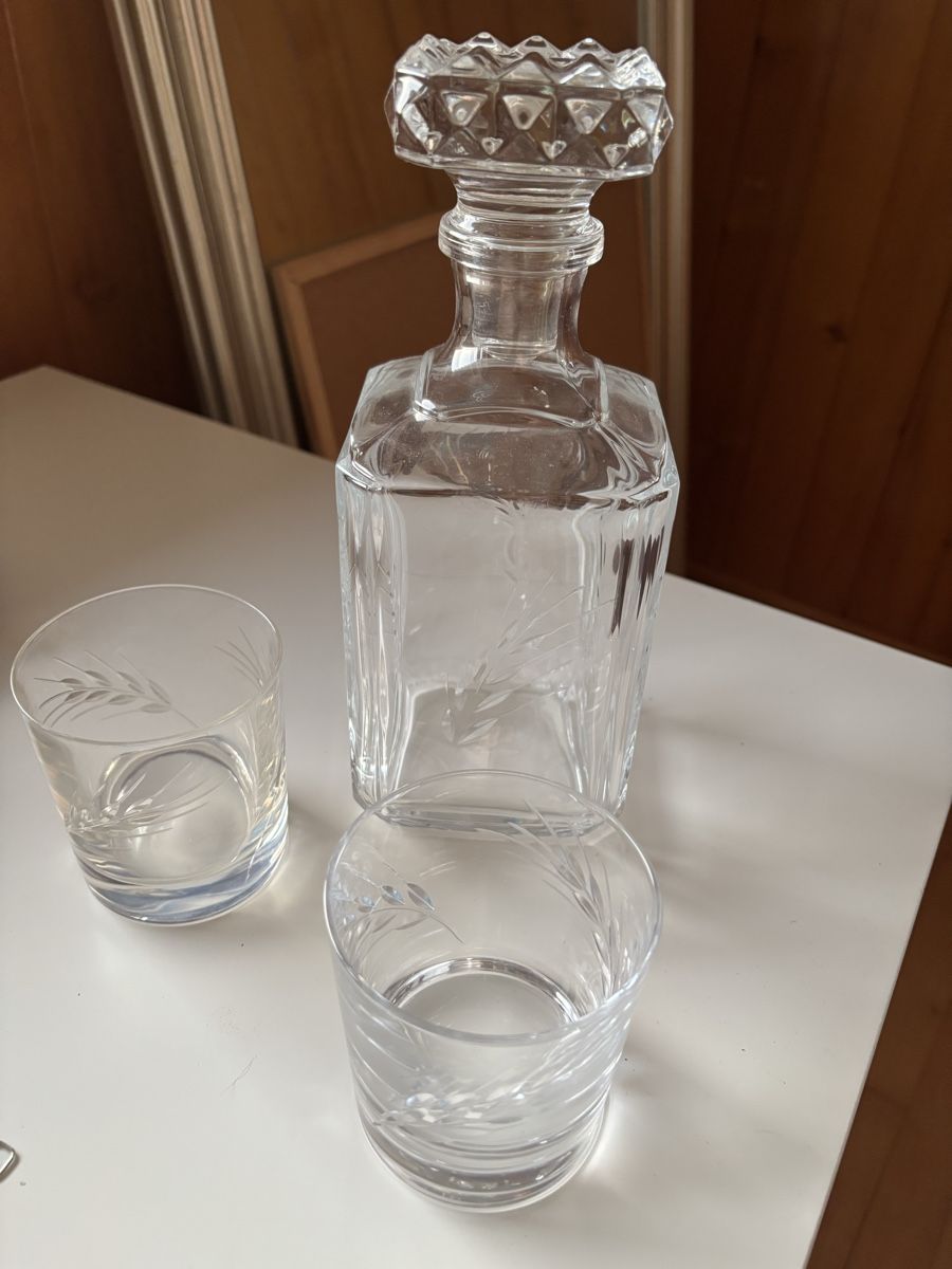Caraffe: Kristall Karaffe mit 2 Gläser, Vintage! – Usato da Giswil venduto da Petrapfennigwerth 1