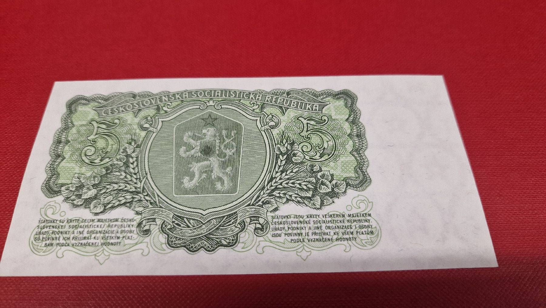 Banconote: Tschechoslowakei Banknote 5 Korun 1961, – Nuovo e nell'imballaggio originale da Herisau venduto da Antiques.AR 1