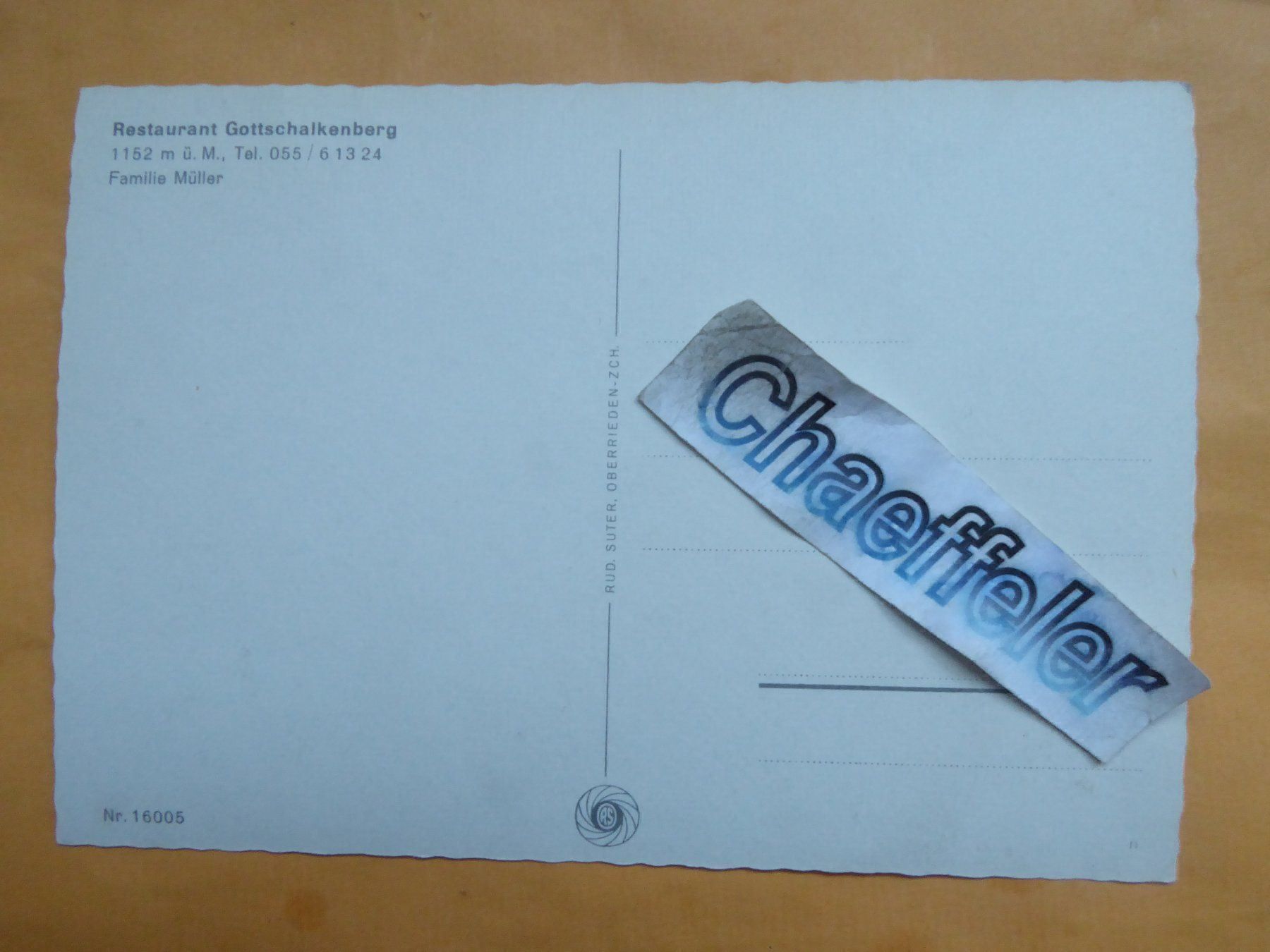 Cartoline postali: Restaurant Gottschakenberg – Usato da Zürich venduto da Chaeffeler 1