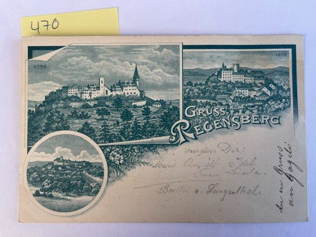 Cartoline postali: alte Ansichtskarte Gruss aus Regensberg, 1900 – Usato da Niederwil AG venduto da dahu75