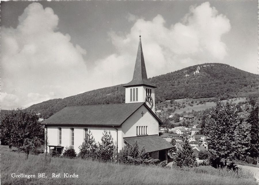 Cartoline postali: Grellingen, Reformierte Kirche, um 1950 – Usato da Frauenfeld venduto da POML